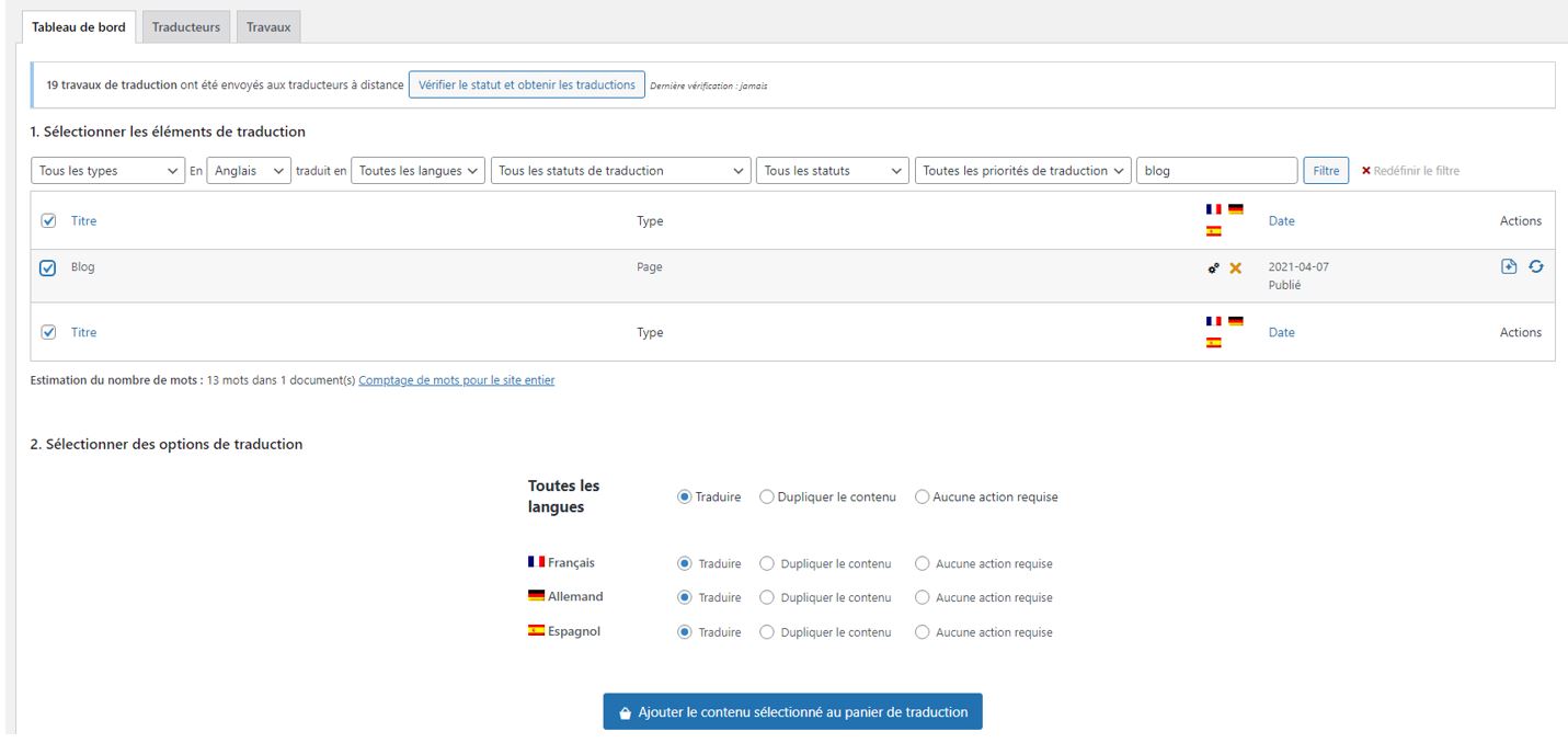 Traduction des articles et des pages